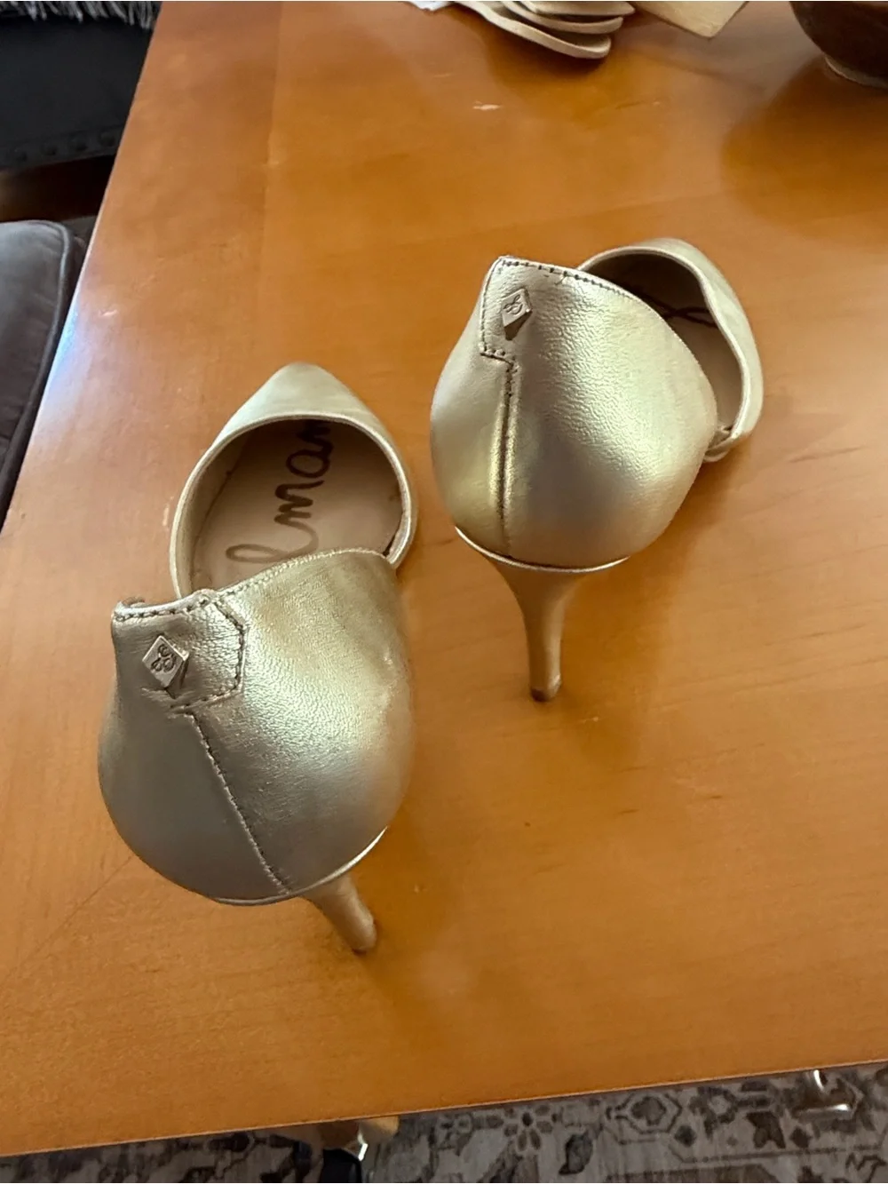 Sam Edelman Metallic Gold D'Orsay Pointed Heels